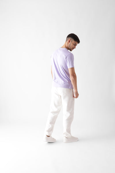 Classic half sleeve lavender tshirt for men - back view - unbound crew