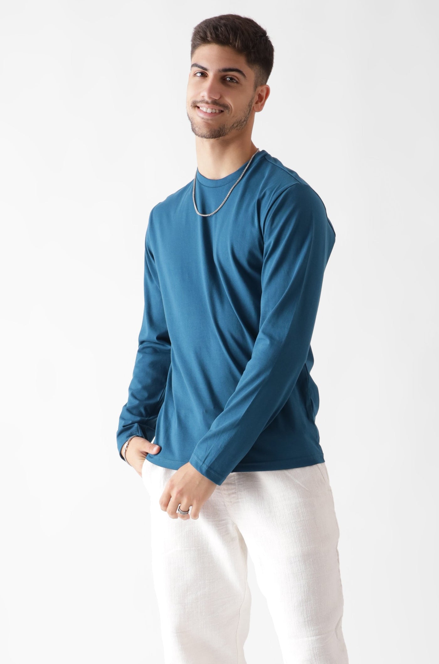 Teal Blue Crew LS