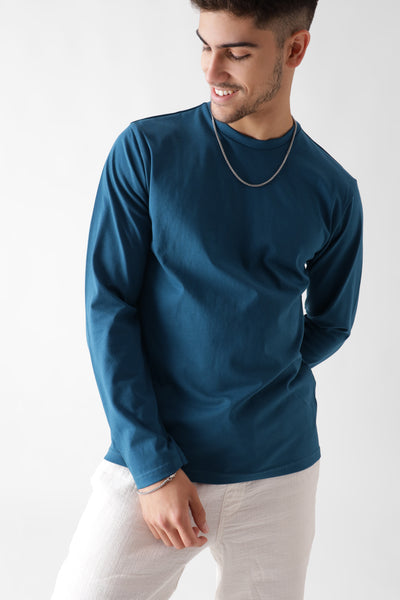 Teal Blue Crew LS