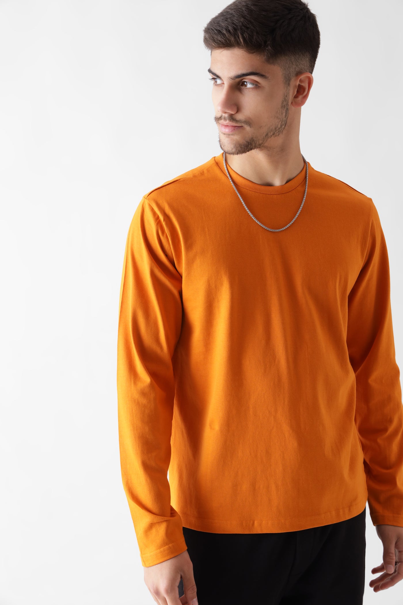 Classic long sleeve orange tshirt for men - unbound crew