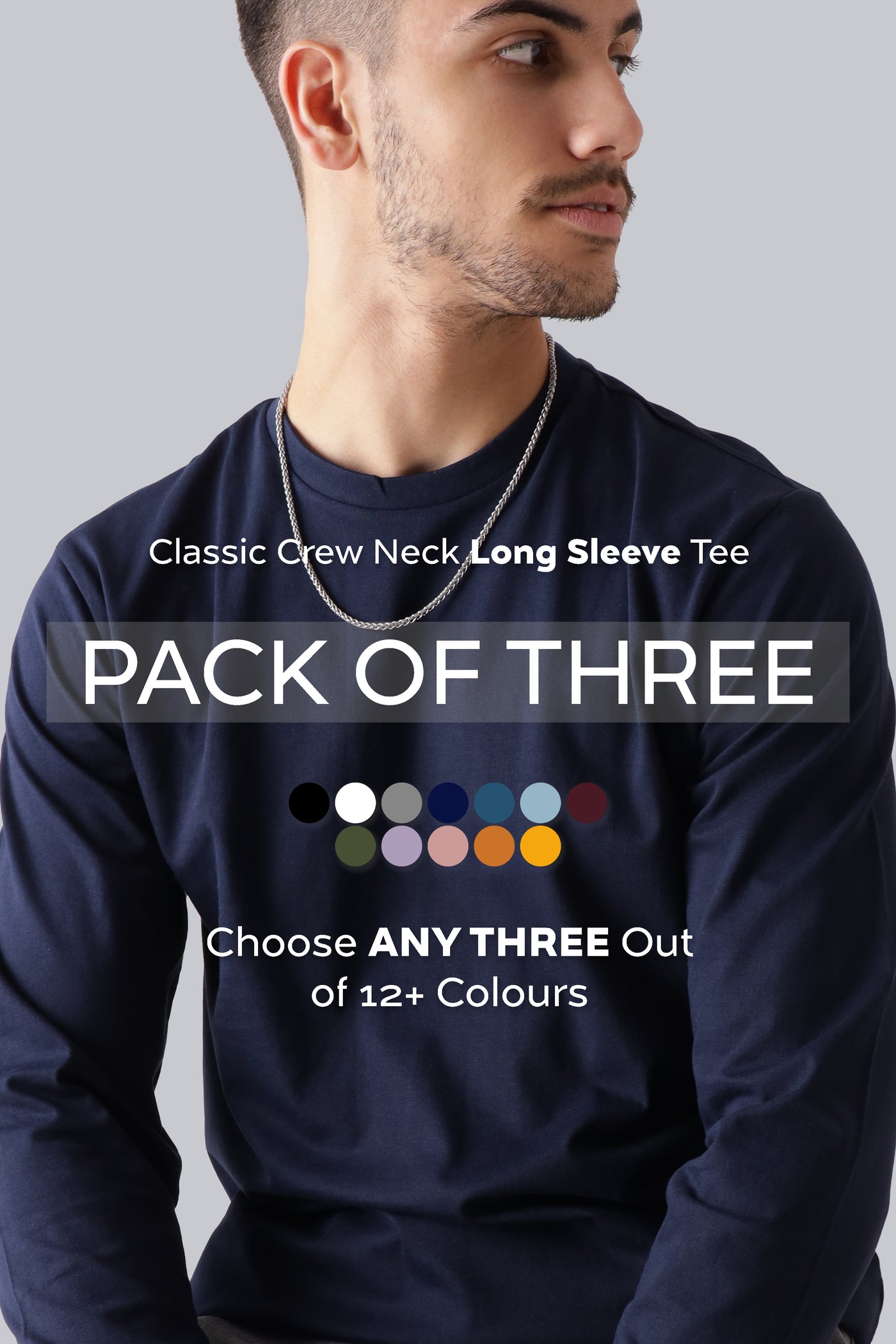 Pack of 3 - Crew Neck LS