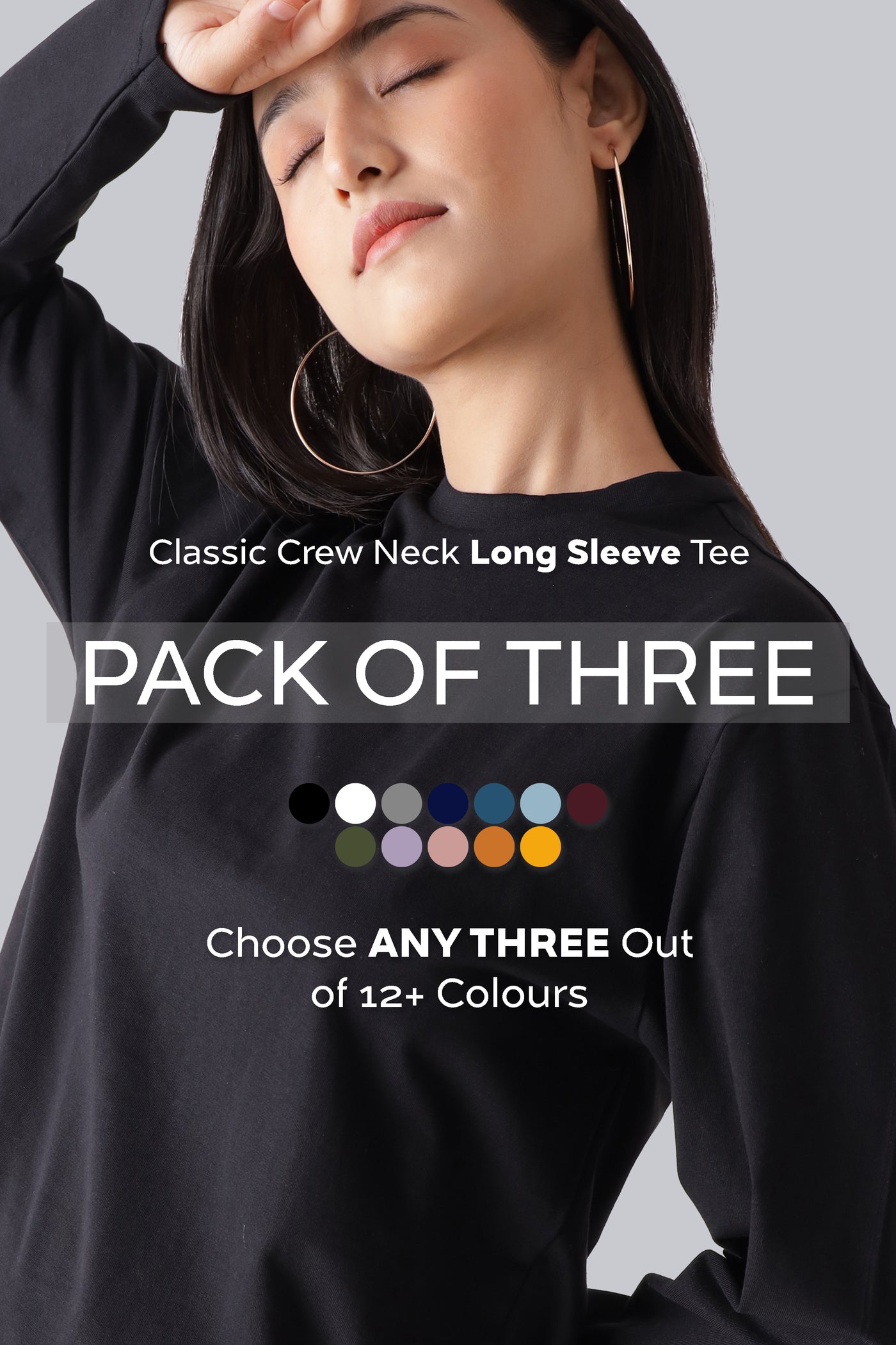 Pack of 3 - Crew Neck LS