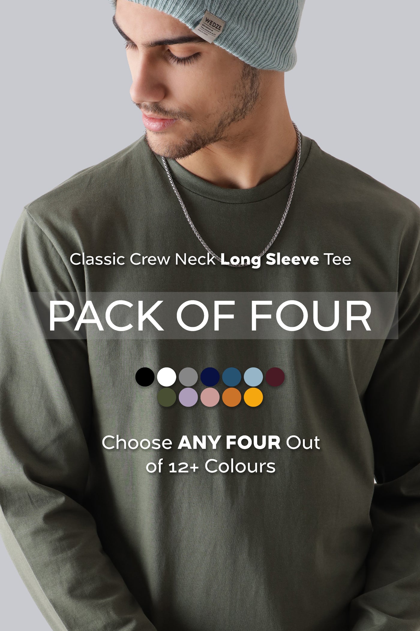 Pack of 4 - Crew Neck LS