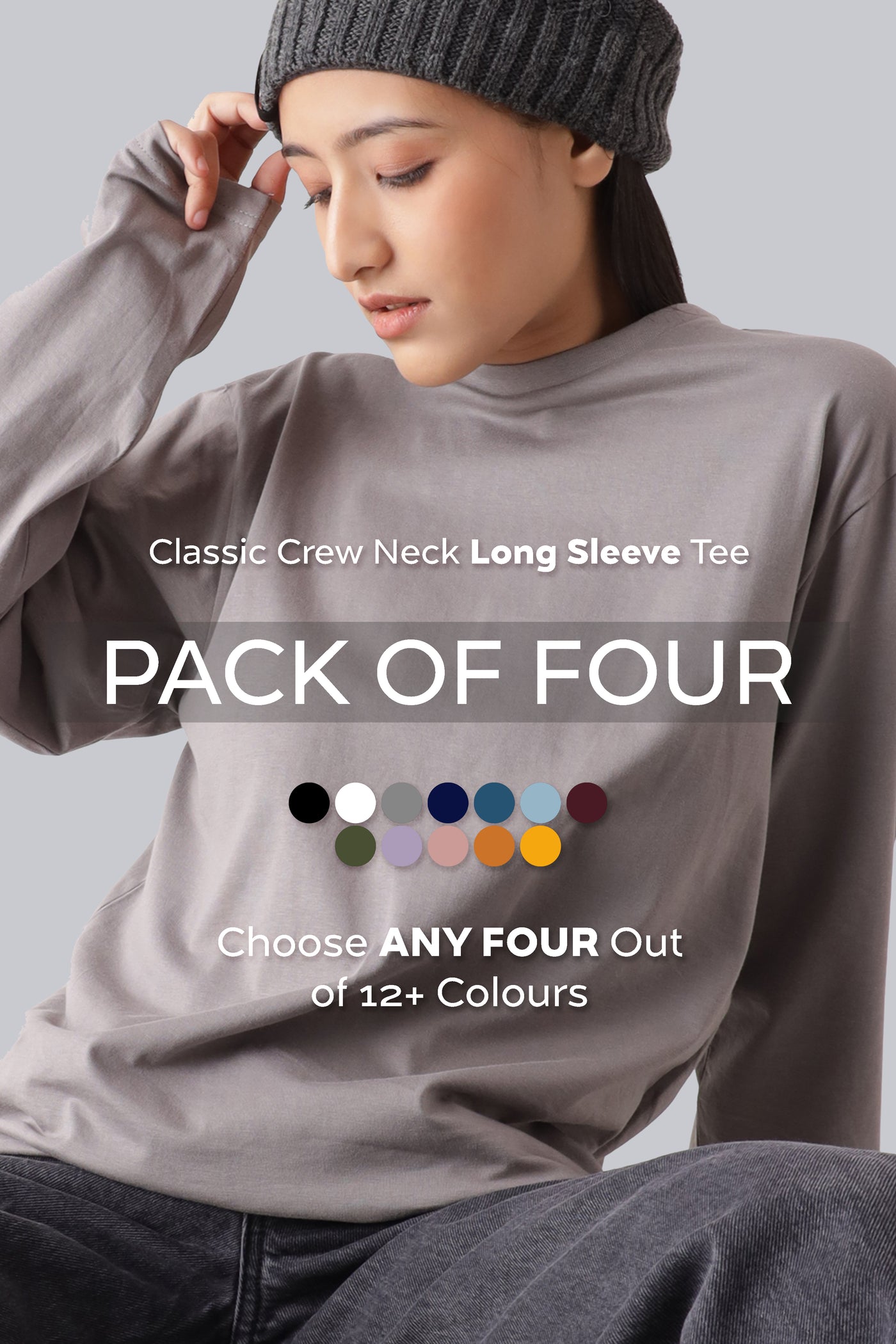 Pack of 4 - Crew Neck LS